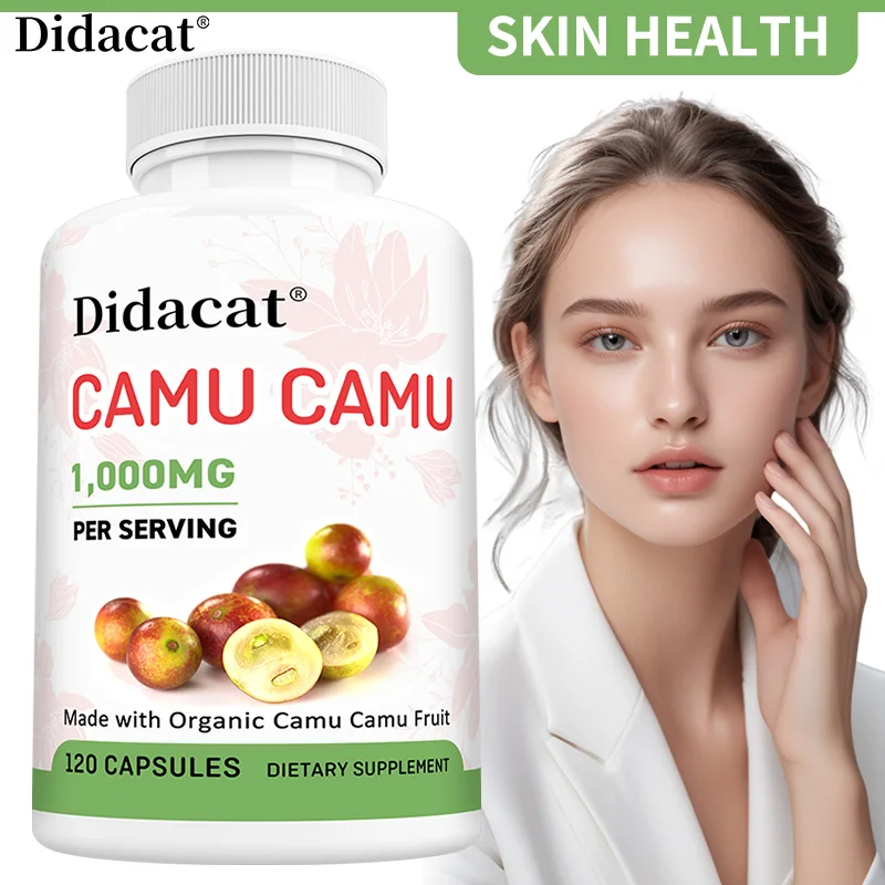 Cápsulas de Camu Camu 1,000mg, Antioxidantes, Apoyo Nutricional Diario para Antienvejecimiento, Bienestar de la Piel y el Cuerpo, Vegano, Sin Gluten, Sin OMG