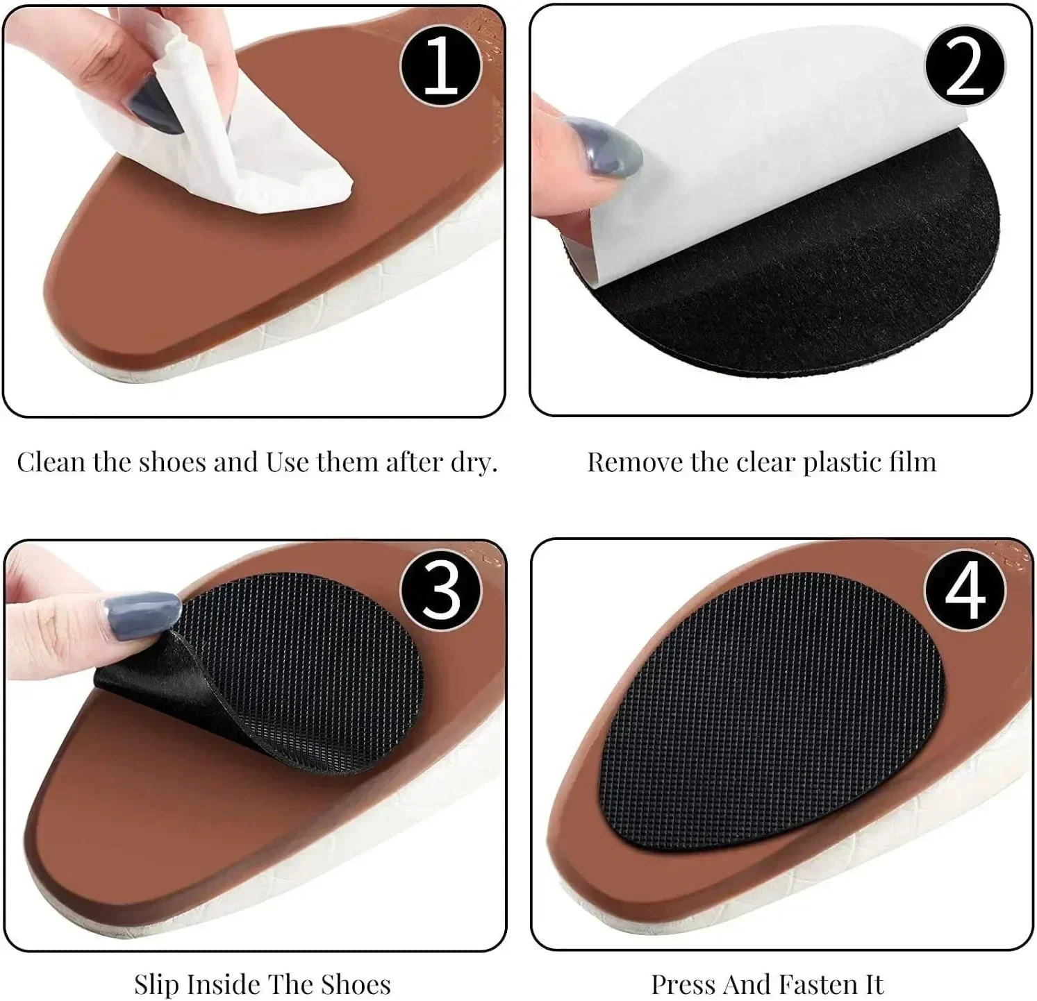 10/2Pcs Women\'s No-adhesive Sticker for High Heel Black Anti-Slip Heel Sole Protector Oxford Frosted Sandal Outsole Shoe Pad