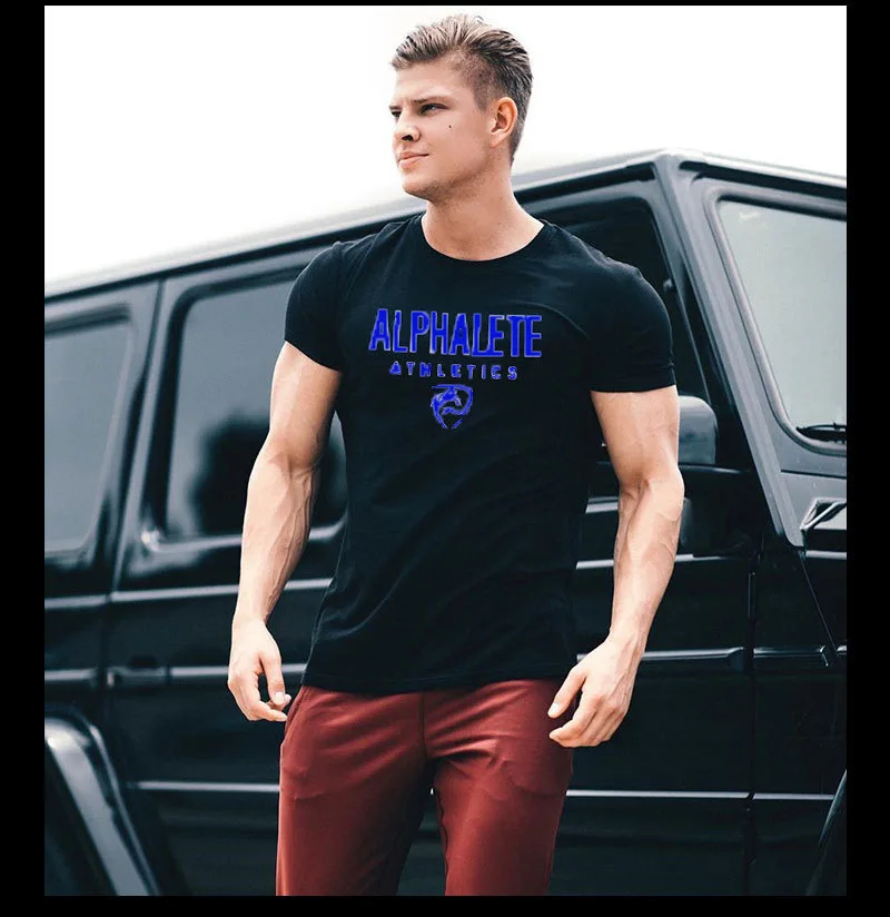 Men Muscle Tshirt Bodybuilding Fashion Cotton Shirts for Men Workout Casual Daily Wear Streetwear