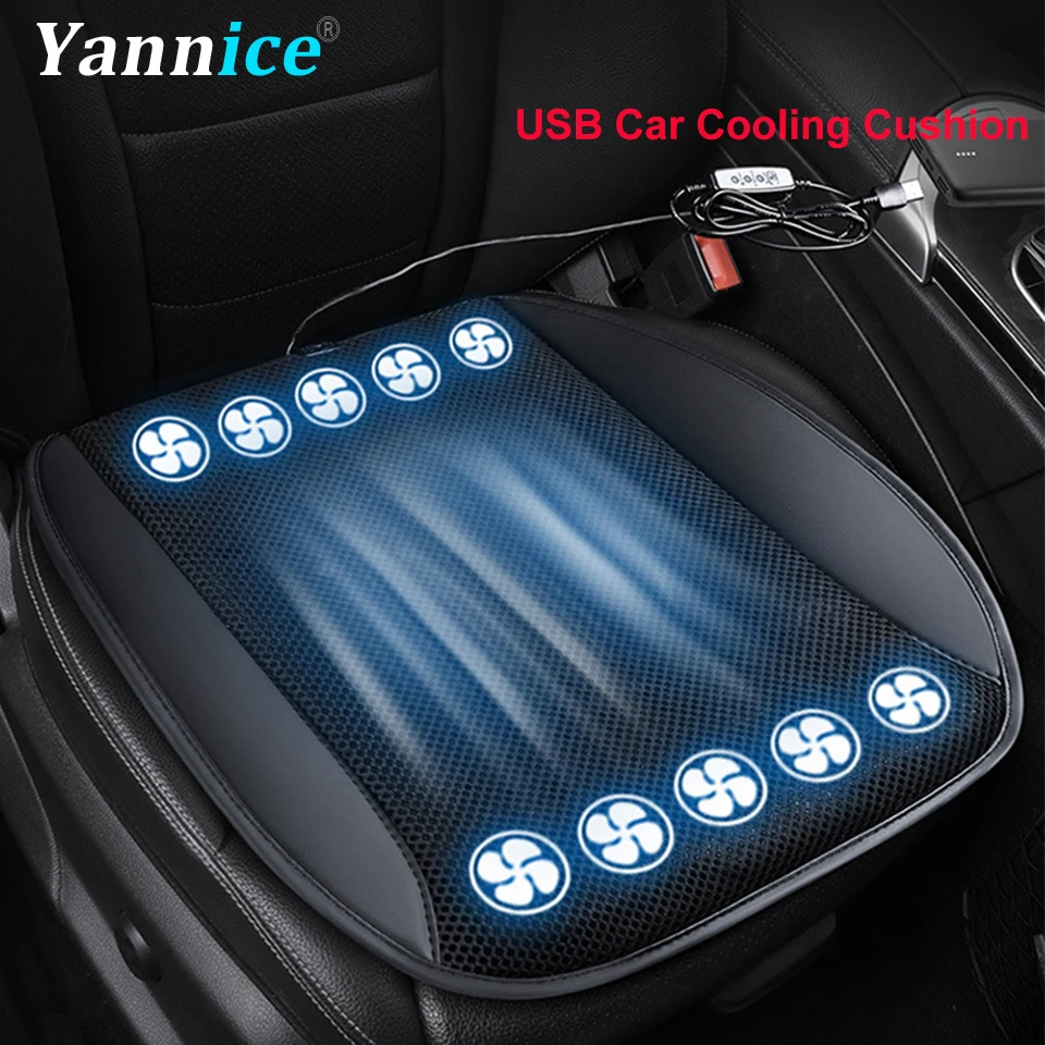 

Car Seat Summer Cool Air Seat Cushion USB Car Cooler Seat Cover With 5/8/10 Fan Three Wind Adjustment Seat Pad For Car Office