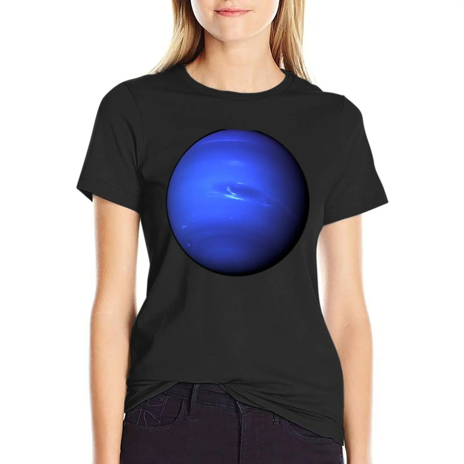 

Planet Neptune T-Shirt tops Short sleeve tee black t shirts for Women