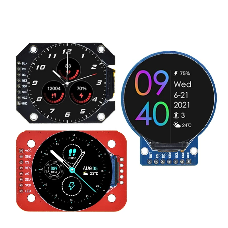 DIYTZT Display 1,28 inch TFT LCD-displaymodule Ronde RGB 240 * 240 GC9A01 Driver 4-draads SPI-interface 240x240 PCB voor Arduino