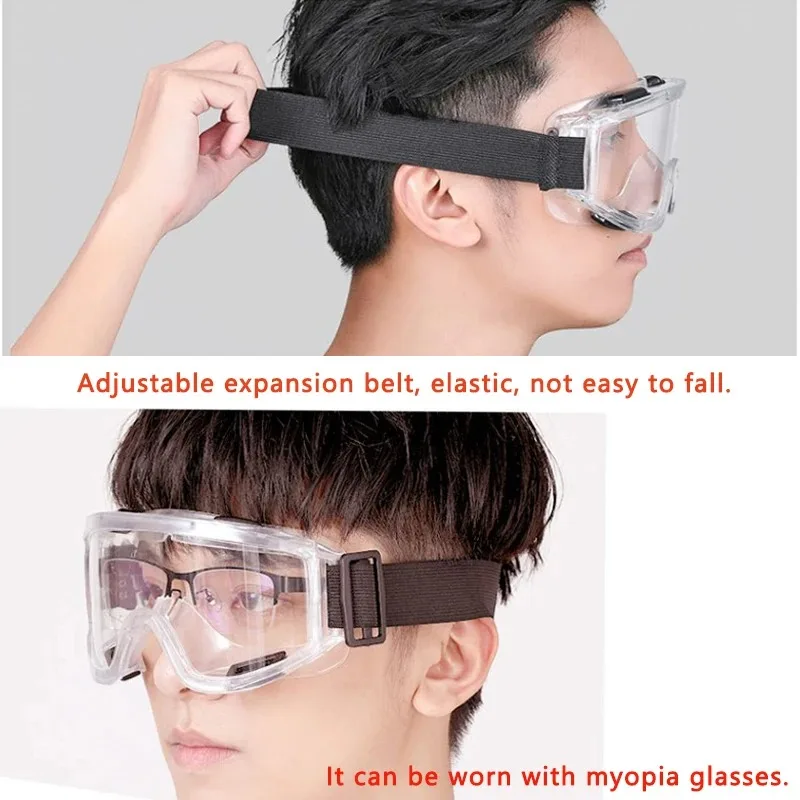 Safety Antifog Protective Goggles Safe Anti-Splash Wind-Proof Work Glasses Industrial Research Lab Cycling Riding Clear Goggles