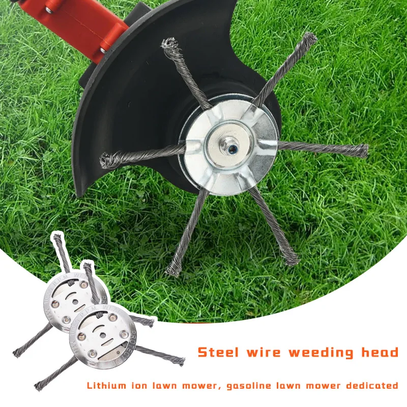 Weed Brush Head Steel Wire Wheel Grass Trimmer Head Removal Moss Rust Lawn Mower Grass Brush Disc Weed Brush Trimmer Heads