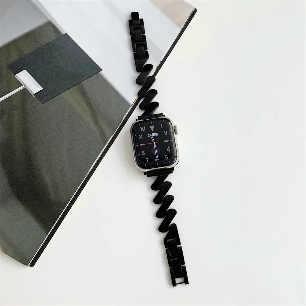 

Ремешок-цепочка для Apple Watch 8, 49 мм, 45 мм, 42 мм, 44 мм, женский браслет для iWatch Series 7, 6, SE, 5, 4, 3, 41 мм, 38 мм, 40 мм, корреа