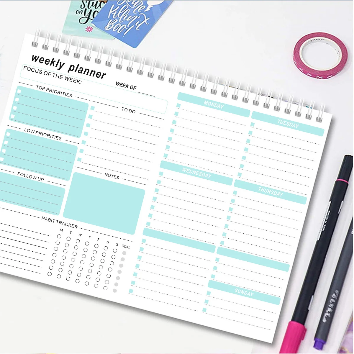 1pc Weekly Goals Schedule Planner To Do List Notebook Calendars Organize