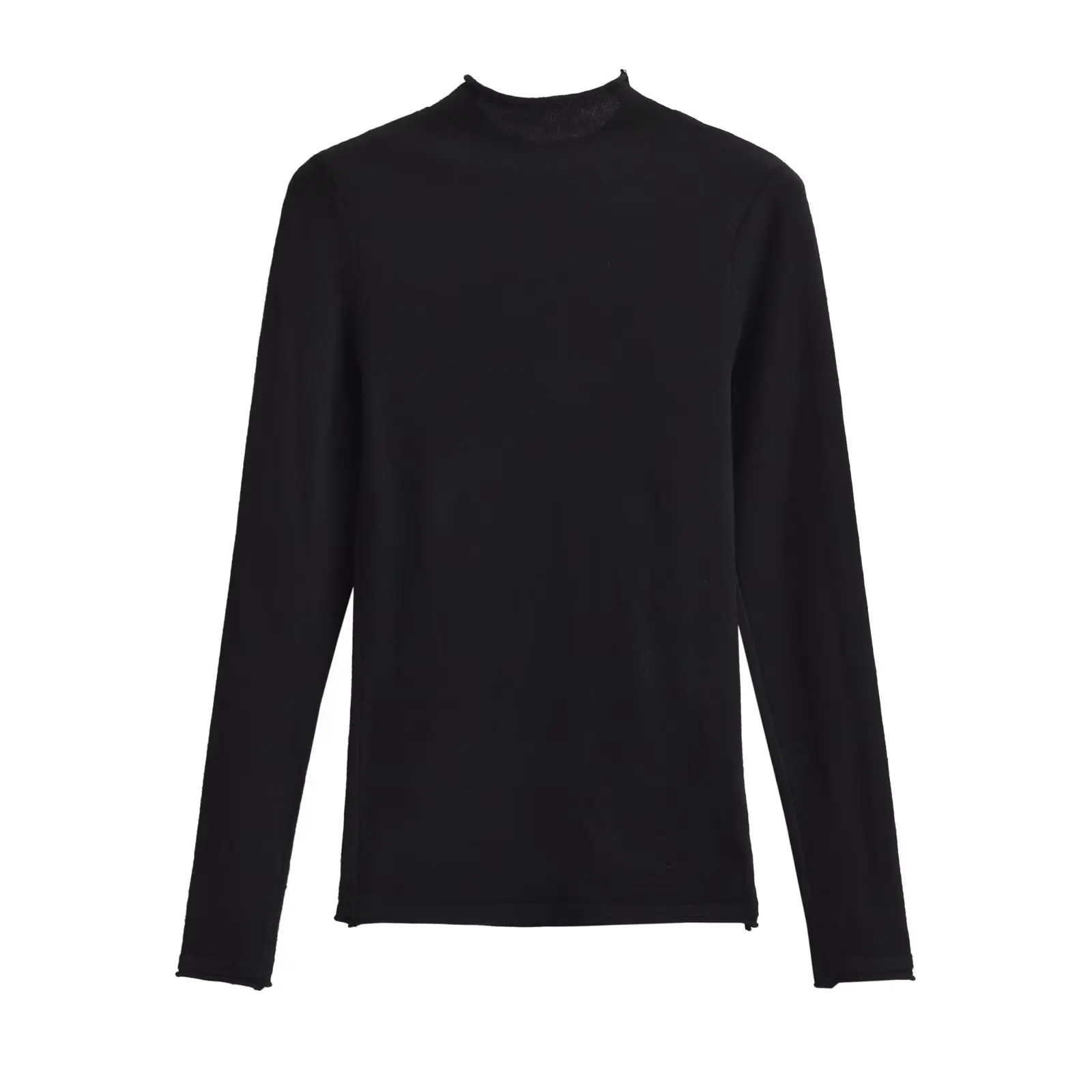 Withered Fashion Women's Autumn Long Sleeve Tshirt British Basic Knitwear Black Lace Sweater Women Tops