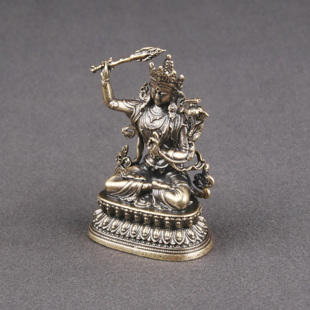 

Brass Material Retro Manjushri Bodhisattva Figurines Statue Decor Miniatures Buddha Shaped Sculpture Home Decor Vintage Crafts