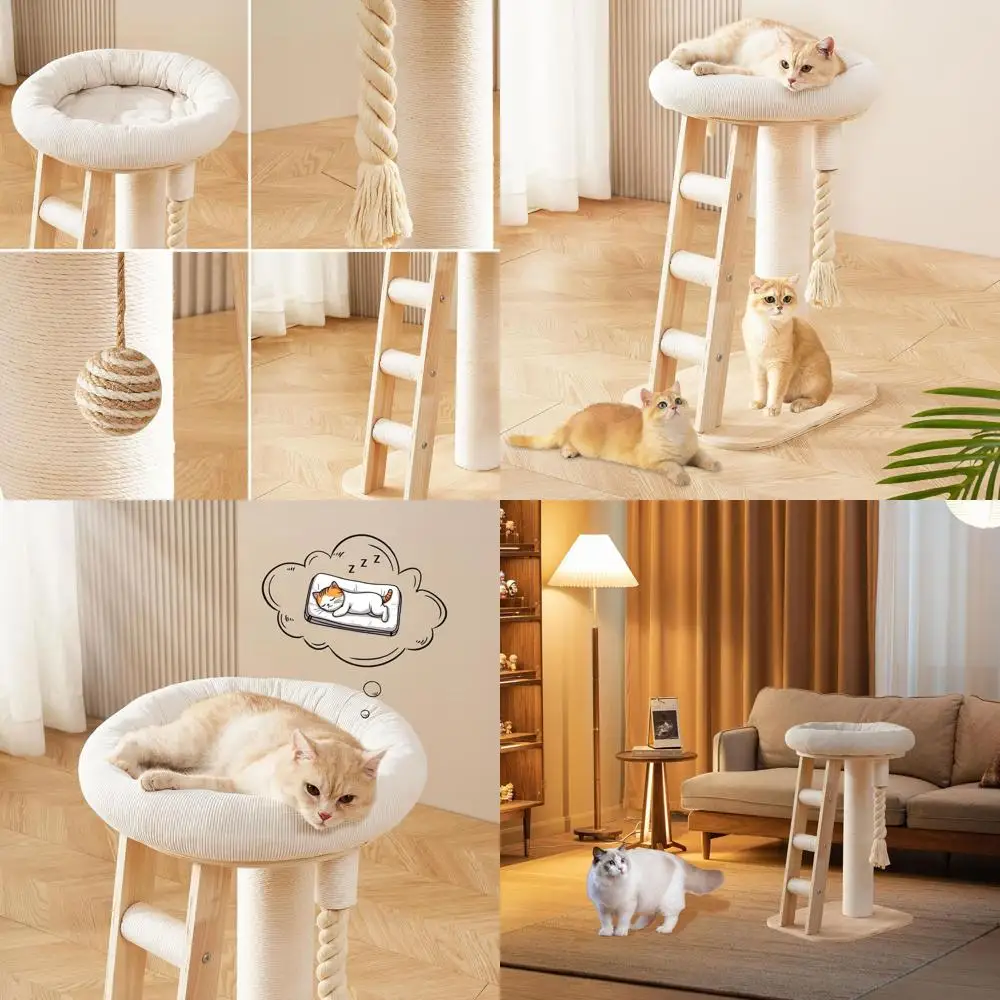 

Компактная домашняя кошачья башня с когтеточкой, многоуровневым игровым центром, кроватью, лестницей для восхождения, висячим мячом, интерактивной веревкой