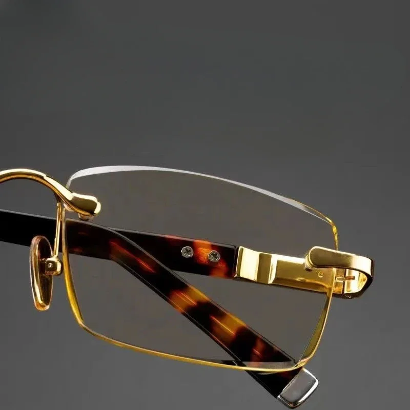 Men's Metal Material Presbyopia Glasses Borderless Advanced Reading Glasses Eye Protection Business Glasses image 5