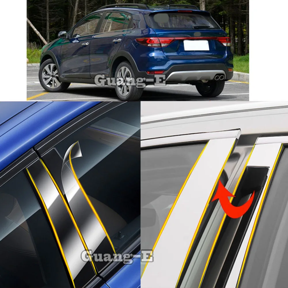 

Накладки на стойки дверей (зеркала) из ТПУ/глянцевые для Kia KX CROSS 2017-2022, молдинги на окна, 10 шт.