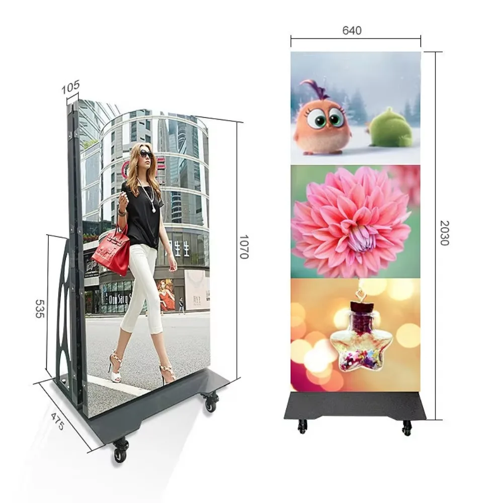 indoor high definition LED poster screen foldable waterproof full color removable commercial display, brightness 1000cd
