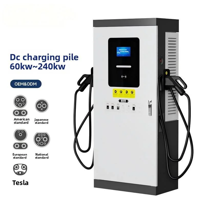 High-brightness Touchscreen Display & LED Status Indicators 120 KW CCS2, CCS1, CHAdeMO, GB/T, NACS RFID Card, QR Code Scanning
