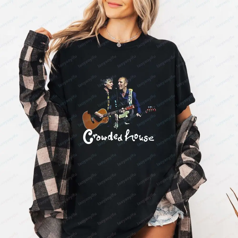Crowded House Fashion Sporty T-shirt Casual Trendy Multi-purpose Short-Sleeved T-shirt for Men and Women (Round Neck)