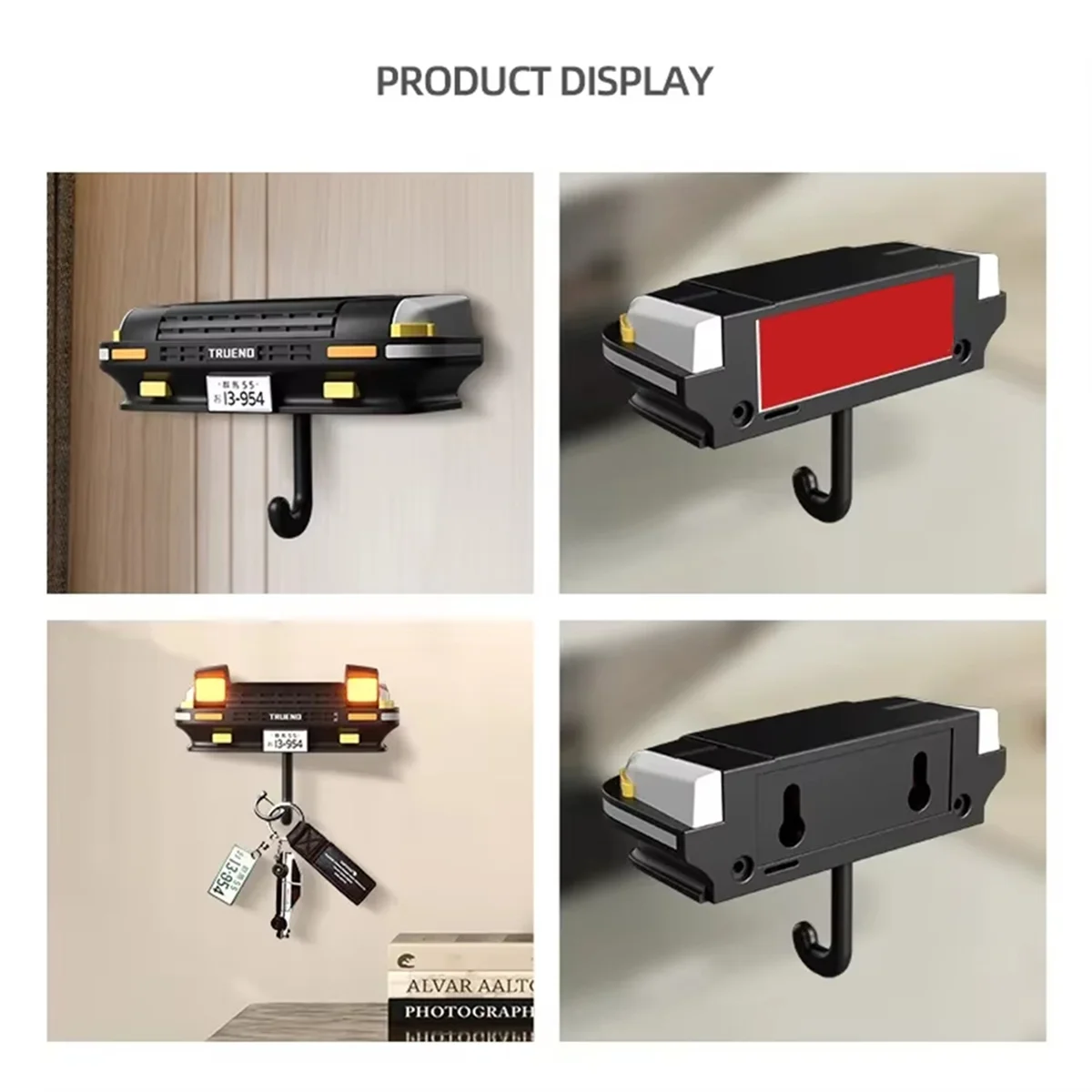 Retail! Car Key Holder Decor Wall-Mounted Key Hook Headlight Key Hook for Car Enthusiasts' Gifts White