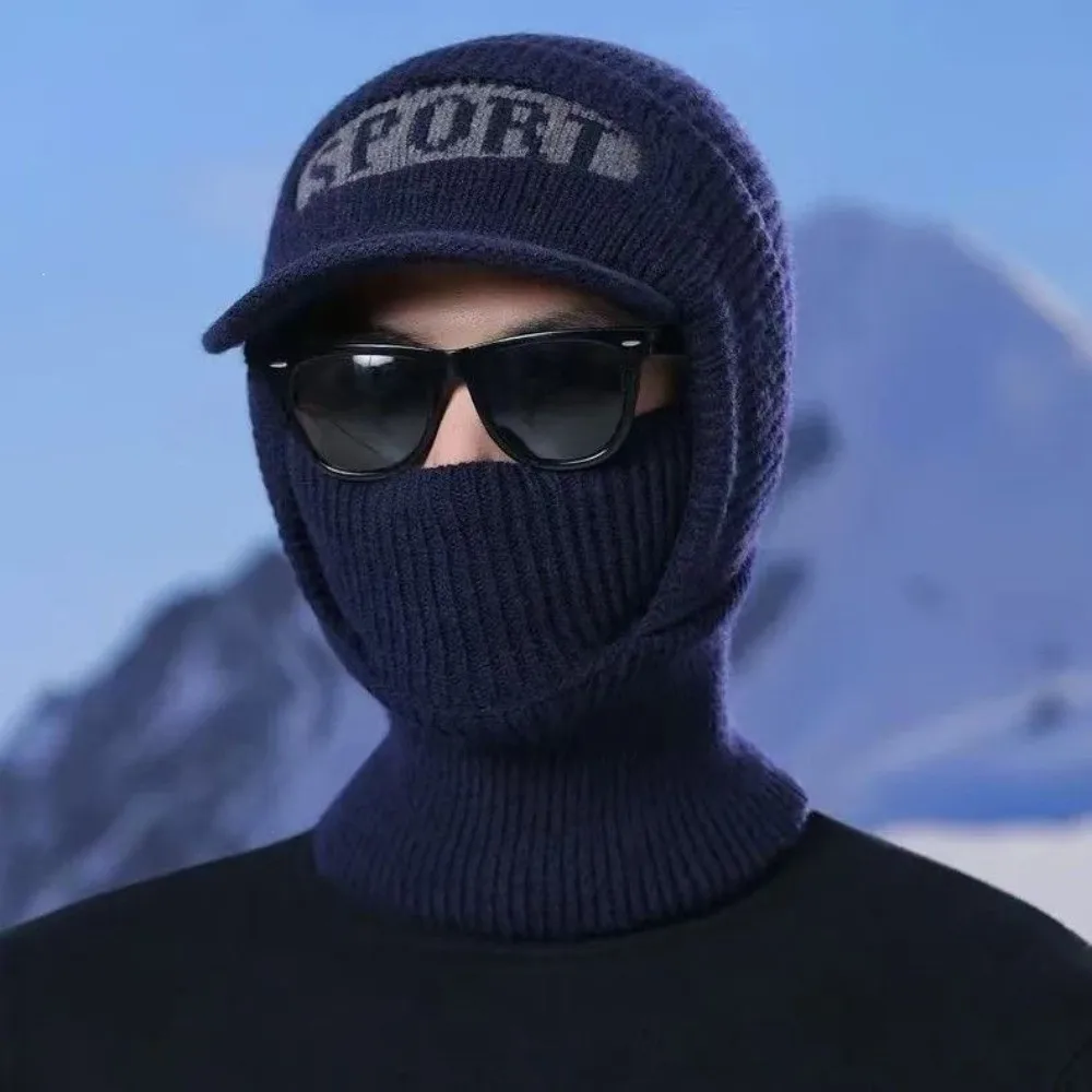 Fleece Lined Fleece Lined Balaclava Thick Thermal Neck Cover Winter Beanie Hat Ear Cover Brim Design Thermal Ski Hat