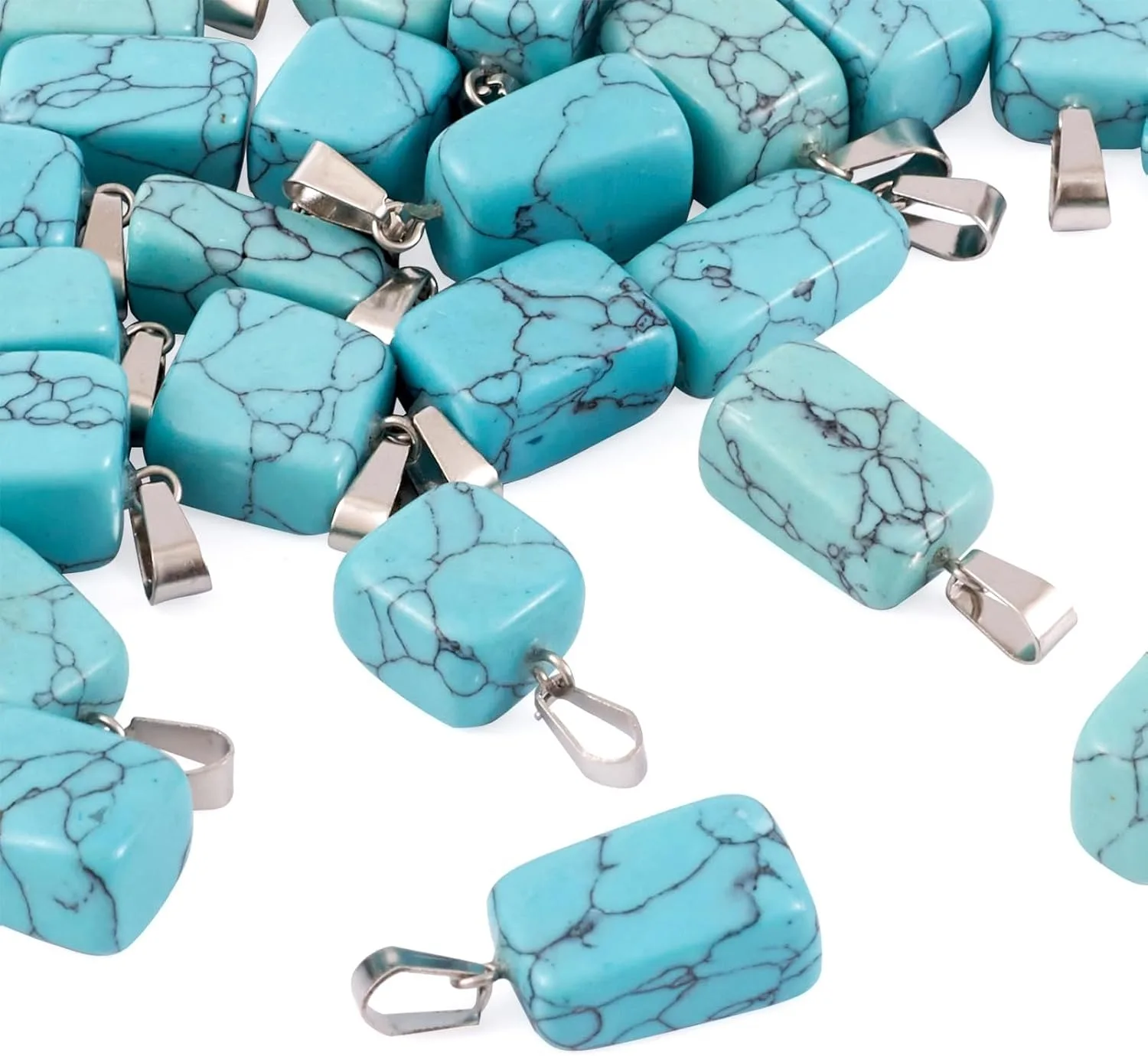 10Pcs Natural Turquoise Pendants Irregular Healing Stone Crystal Reiki Nugget Tumbled Blue Gemstone Charm Beads