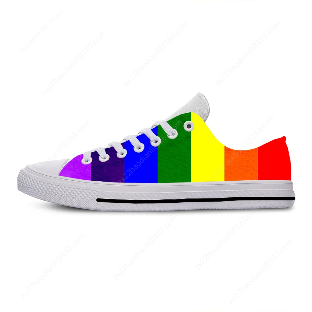 Rainbow LGBT Gay Lesbian Pride Flag Funny Fashion Casual Cloth Shoes Low Top Lightweight Breathable 3D Print Men women Sneakers