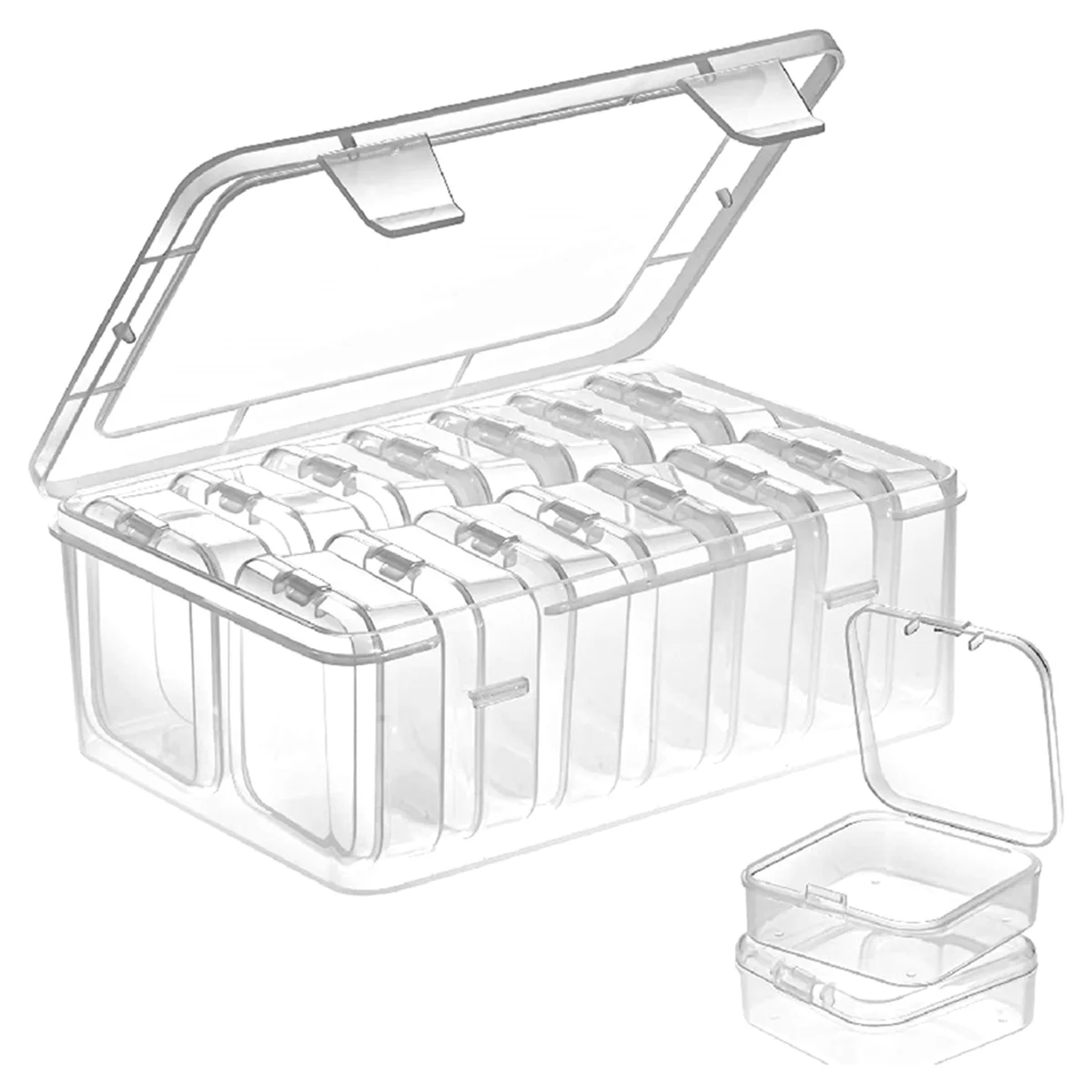 

CYL-15Pieces Small Clear PP Beads Storage Container and Organizer Transparent Boxes with Hinged Lid for Jewelry