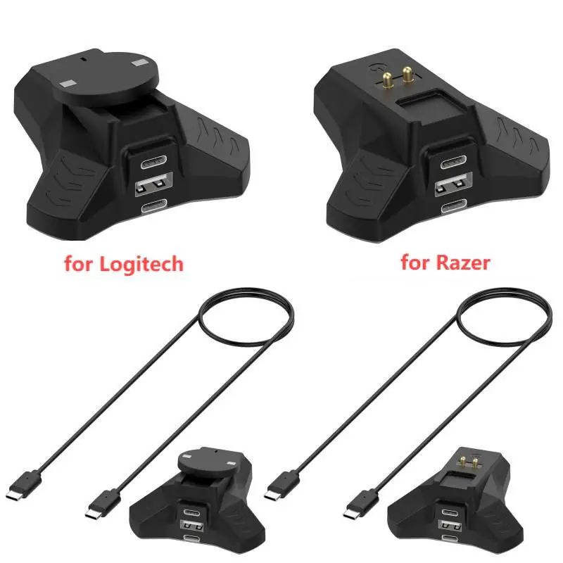 Wireless Mouse Charger Charging Dock for Logietch PROX2/1, GPW4/3/2/1 Razer V2 Pro/Naga Pro/Viper Ultimate/Basilisk Ultimate