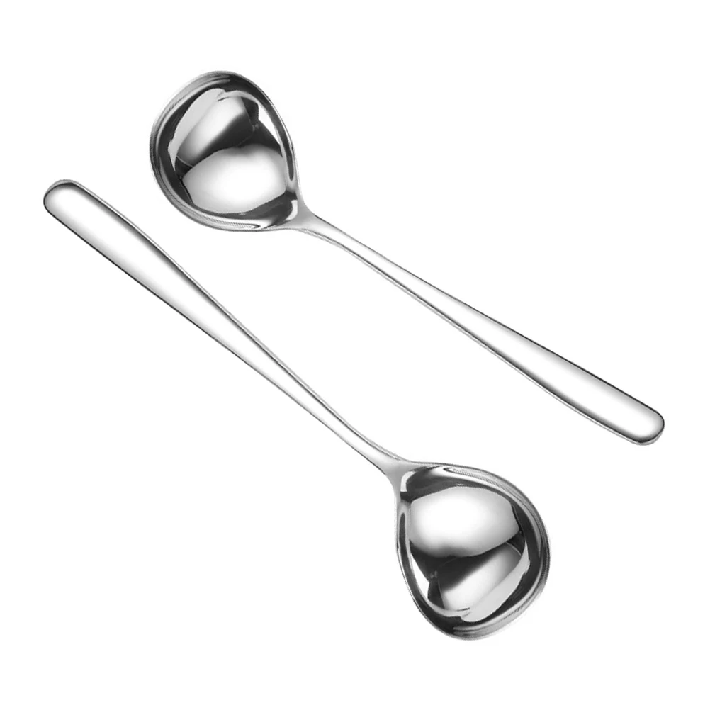 

2Pcs Thickened Tea Spoon Stainless Steel Large Head Versatile Home Kitchen Sauce Stainless Steel Spoon Ladle