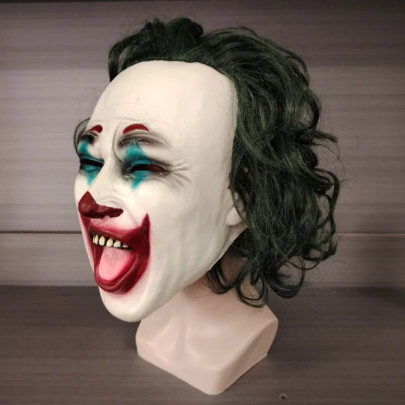 قناع المهرج اللاتكس كامل الرأس سخيف المهرج زي مضحك مسرح حفلة تأثيري الدعامة لأحداث الهالوين NPC لعب الأدوار