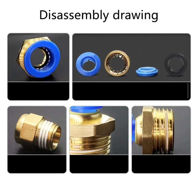 10/50PCS Pneumatic Fitting Air Connector PC 4mm 6mm 8mm 10mm 12mm Thread 1/8" 1/4" 3/8" 1/2" Hose Fittings Pipe Quick Connectors