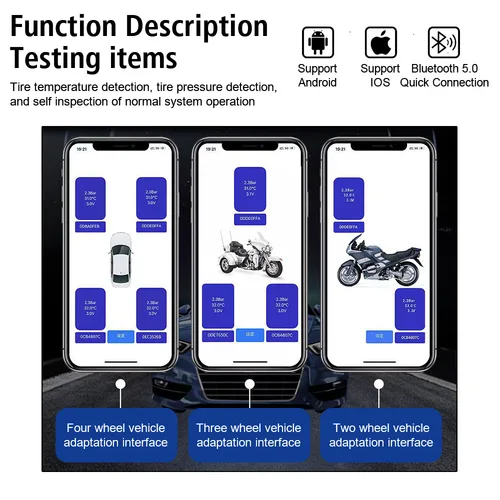 Imagen 2 del producto Aplicación Bluetooth para coche y motocicleta, sistema de supervisión de presión de neumáticos TPMS para coche, pantalla de teléfono, alarma externa, sensores de presión de neumáticos, 2/4 Uds.