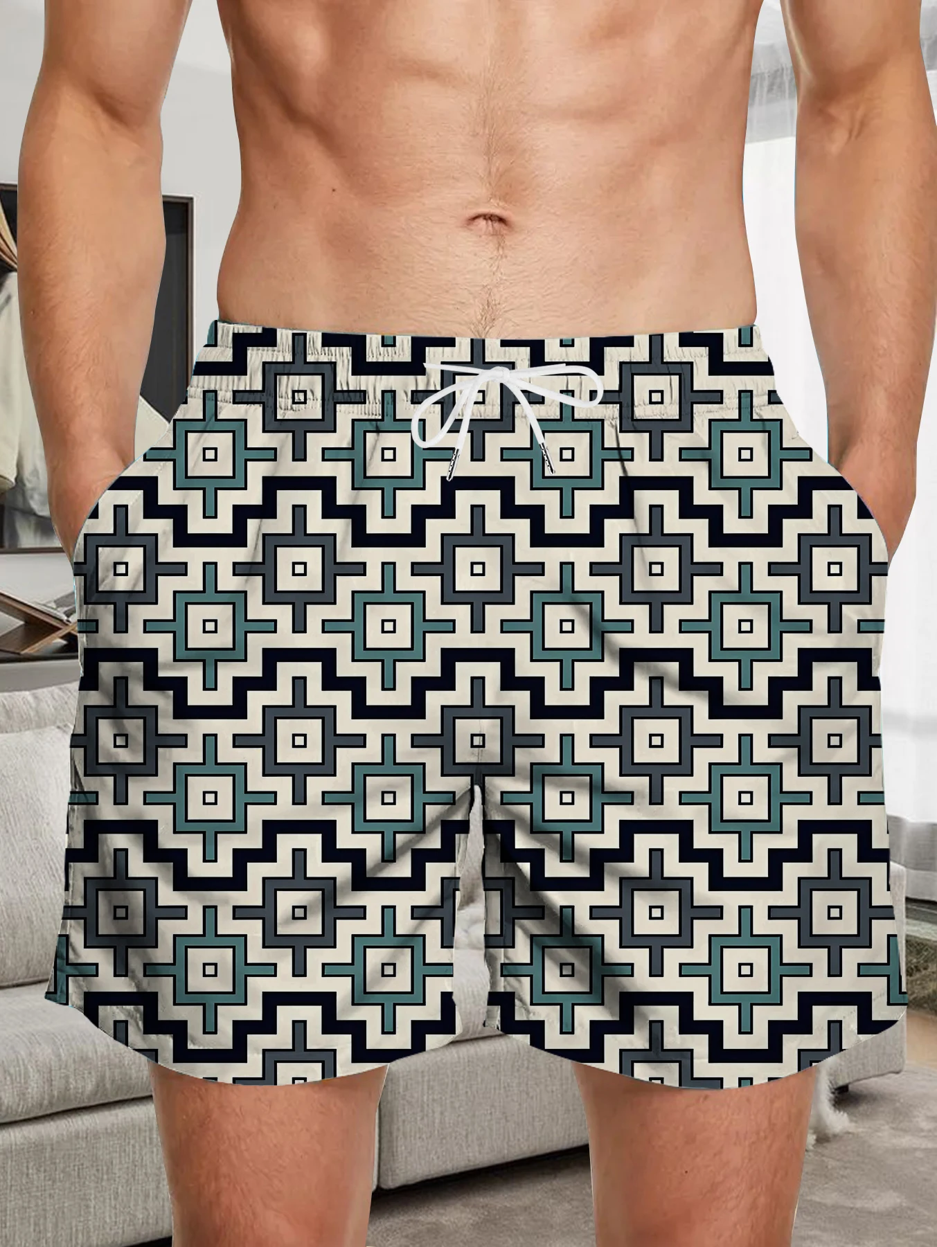 

Abstract Full Print Beach Shorts Men Digital Printed Quick Dry Polyester Bottoms