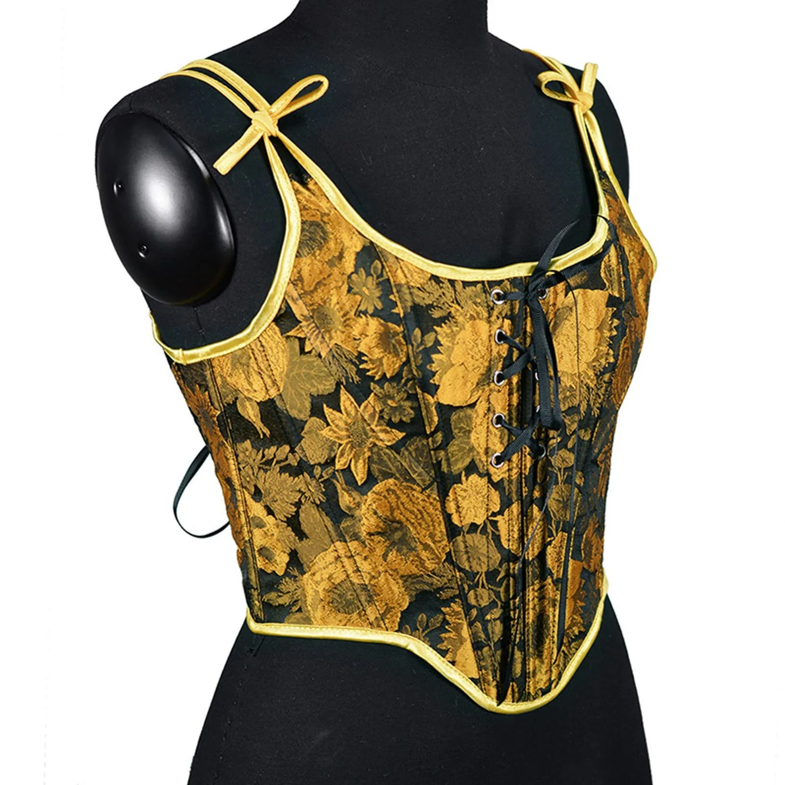 Vintage Floral Lace-Up Women Corset Top
