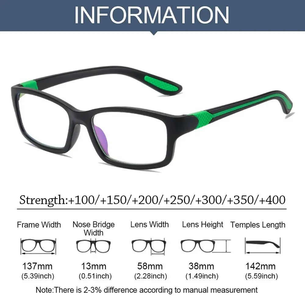 Reading Glasses Men Fashion Sports Anti-blue Light Blocking Reading Eyewear Grey Red TR90 Frame Presbyopia Eyeglasses
