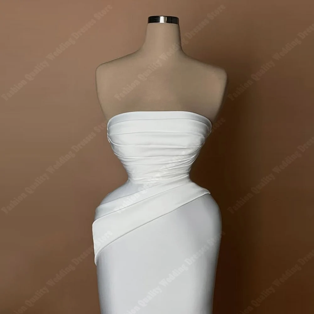 Abiti da sposa da donna sexy senza spalline senza maniche Abiti da sposa eleganti a sirena Lunghezza lavata Abiti da banchetto Abiti da sposa personalizzati