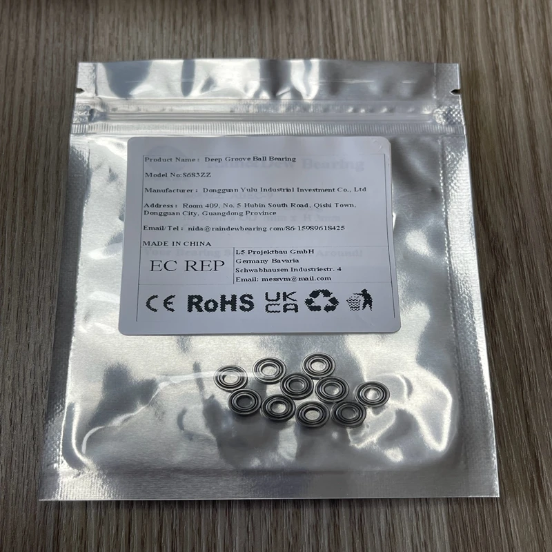

10PCS S683ZZ 3x7x3mm High Precision Stainless Steel Ball Bearings ABEC-7 S683ZZ