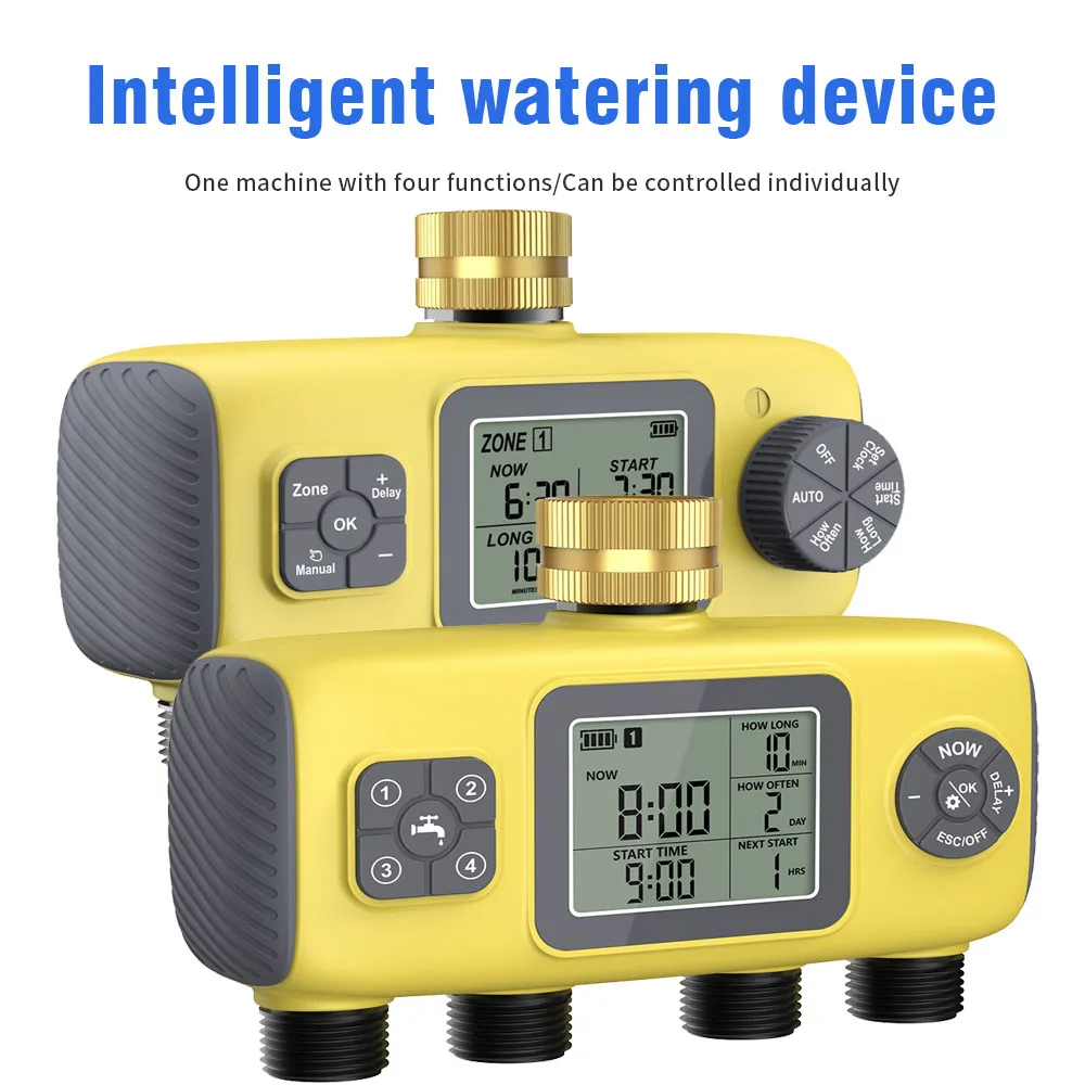 4-Outlet Garden Irrigation Timer  4-way Independent Water Timers Multifunctional Sprinklers Automatic Drip Irrigation Controller
