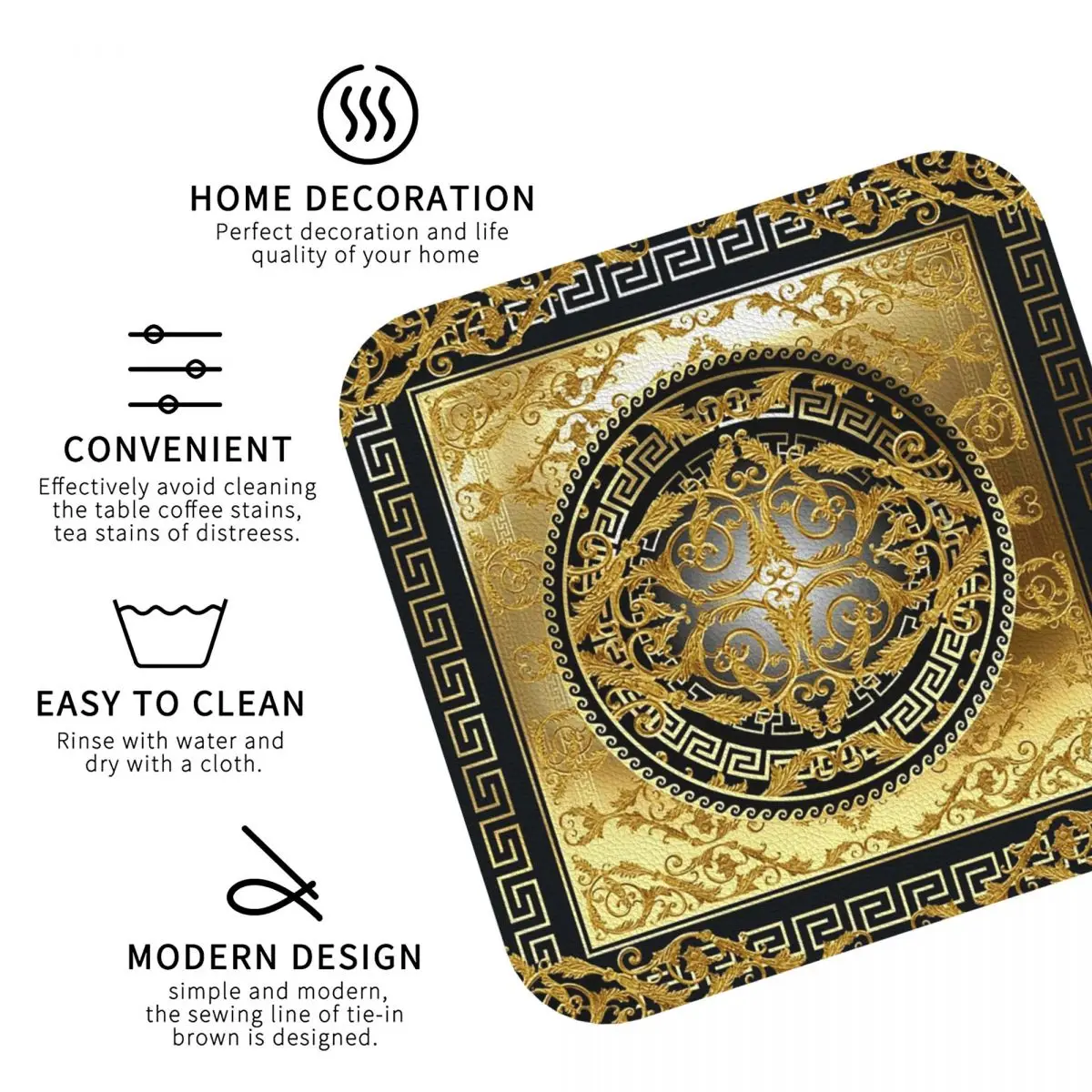 Queen Of Absolutely Everything Gold Baroque Coasters Kitchen Placemats Insulation Cup Coffee Mats For Decor Pads Set of 4