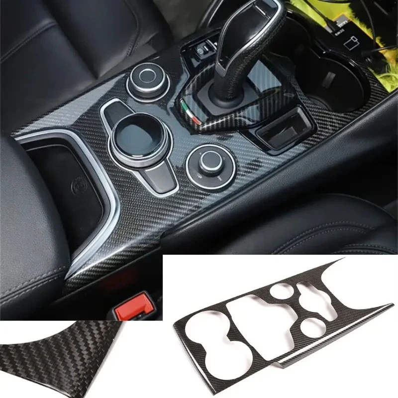 

For Alfa Romeo Giulia Real Dry Carbon Fiber 2020-2022 Interior Decoration Gear Shift Panel Cover Trim Modification Accessories