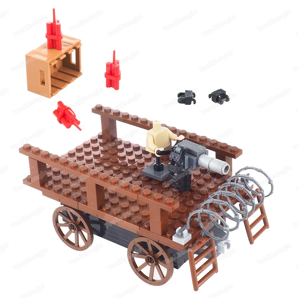 트랙 무장 나무 자동차 빌딩 블록 조립 MOC 피규어 블록 세계 기차 연결 카트 운송 모델 선물 소년 장난감