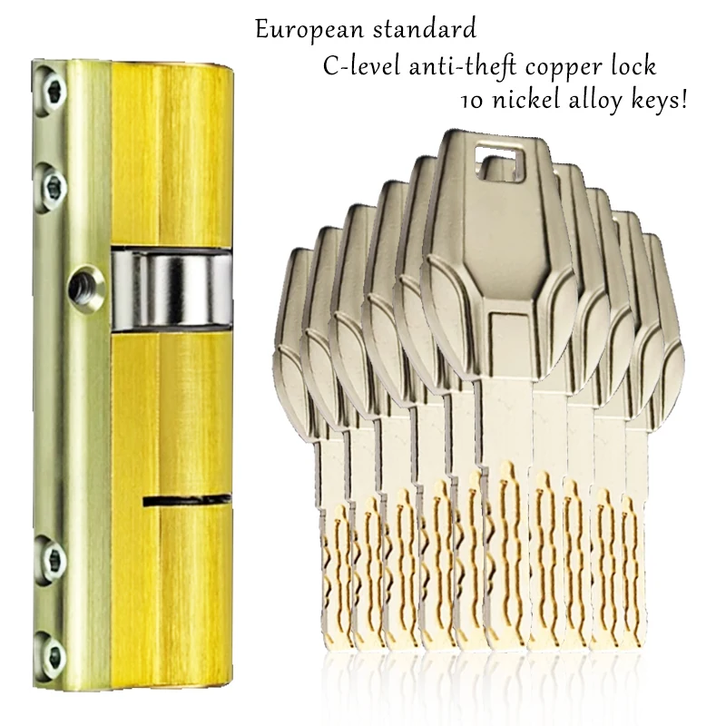 

European Standard C-grade Copper Cylinder, Anti-theft Door Lock At The Entrance of The Main Door,Household Lock,10pcs Alloy Keys