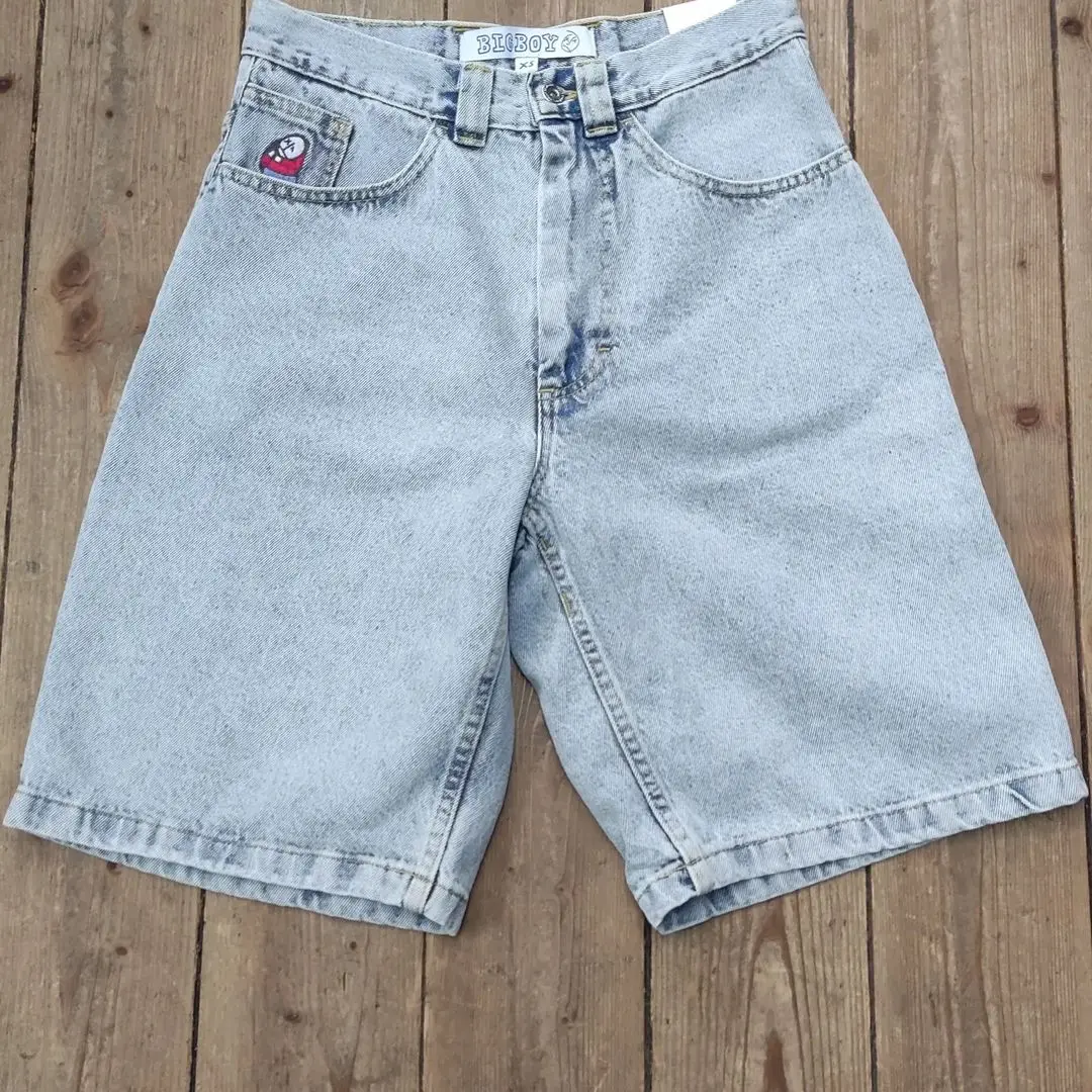 Pantalones cortos holgados para hombre, ropa de calle estilo Harajuku, Hip Hop, bordado gráfico de dibujos animados, Retro, Denim, Y2k, gimnasio,