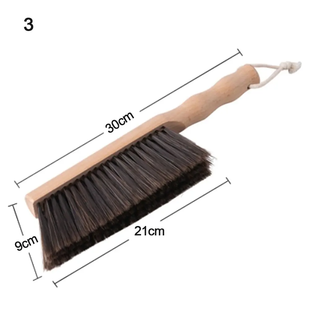 1PC Natural Wood Bristles Brush Anti-static Desktop Bar Grinder Coffee Powder Cleaning Brushes Domestic Bed Sweeping Broom