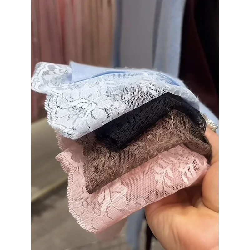 เสื้อสเวตเตอร์ถักคอเต่าครึ่งตัว แต่งผ้าลูกไม้ลายเพชร สำหรับผู้หญิง ฤดูใบไม้ร่วงและฤดูหนาว รุ่นใหม่ ดีไซน์อเนกประสงค์