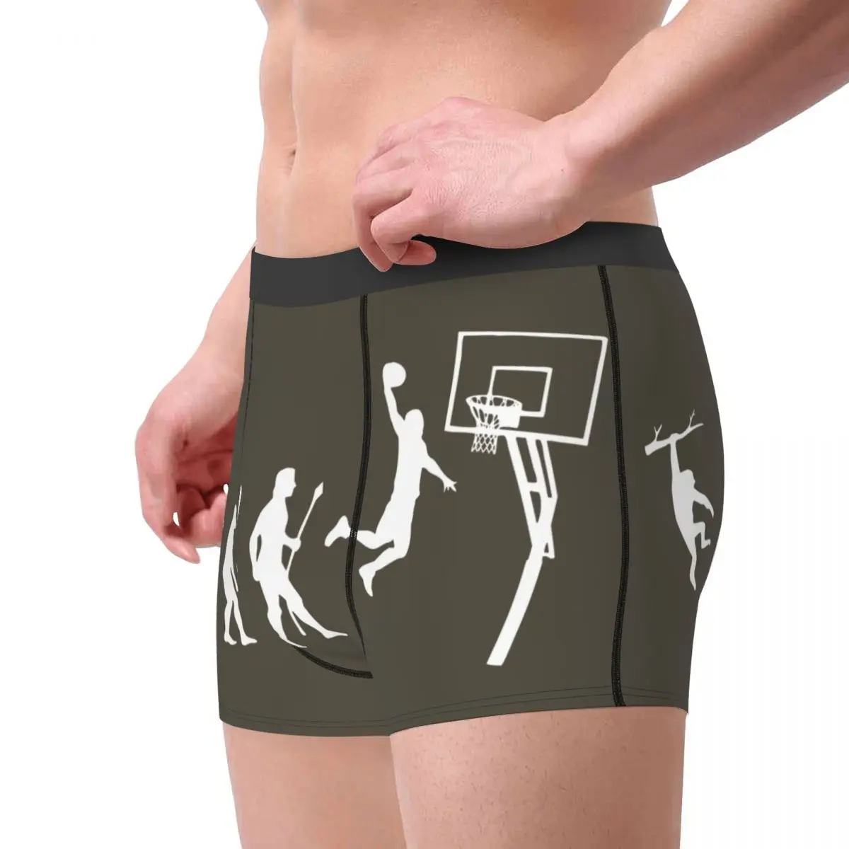 Man Boxer Shorts Panties Born To Play Basketball Evolution Funny T Shirt Mid Waist Underwear Male Funny Underpants