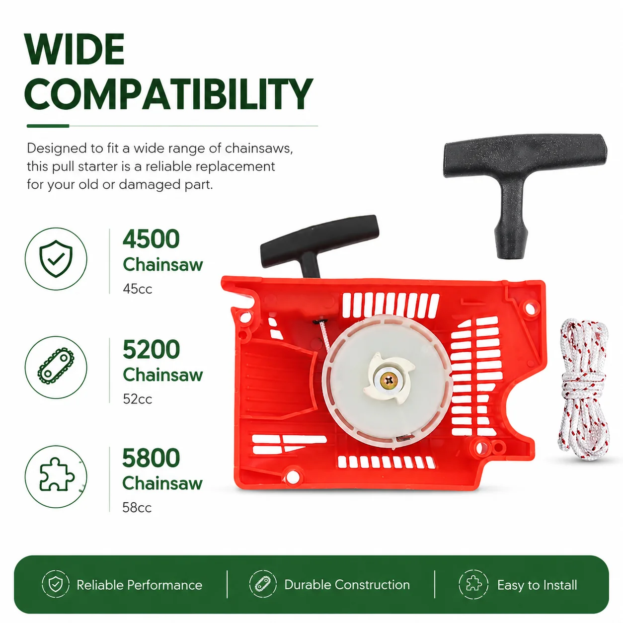 Recoil Starter Pull Start Assembly For 4500 5200 5800 45cc 52cc 58cc Chainsaw Saw Spare Parts Accessories Replacement Starter