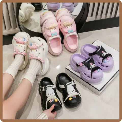 Hello Kitty Family Matching Clogs, Cute Cartoon Non-Slip Summer Sandals, Odor-Resistant Breathable Indoor Outdoor Shoes Gift