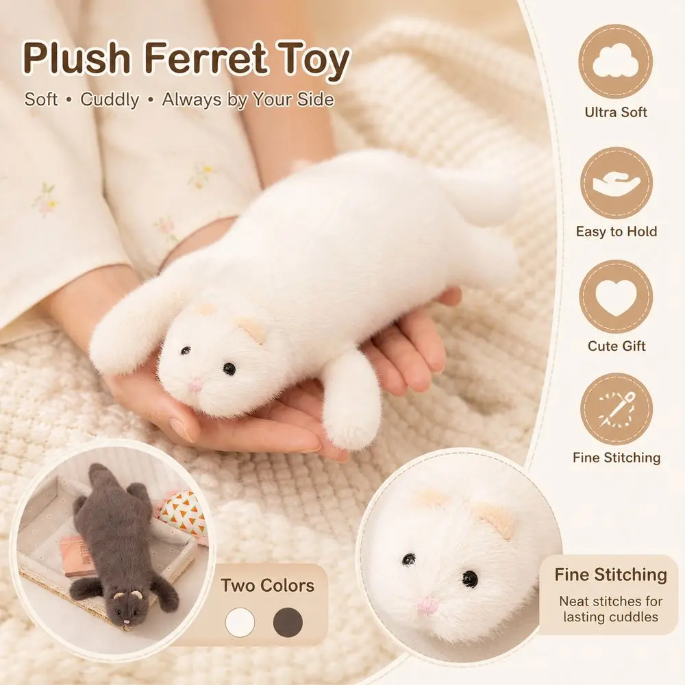 New Soft Ferret Pillow Cute Expression Dense Stitching Ferret Fluffy Texture Long Ferret Cushion Long Body