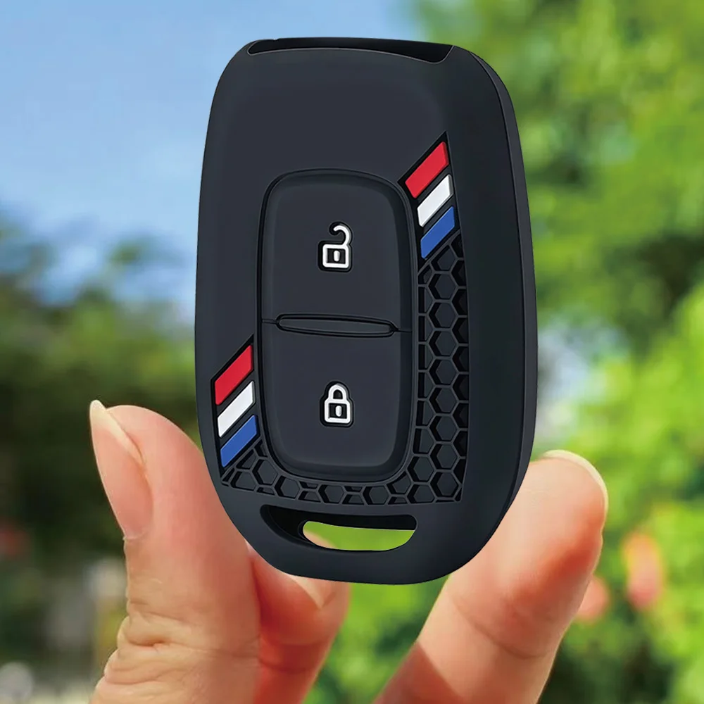 2 Button Fob Shell Holder silicone Car Key Cover Case for Renault Kwid Traffic Symbol Dacia Sandero Logan Duster 2016 2017 2018