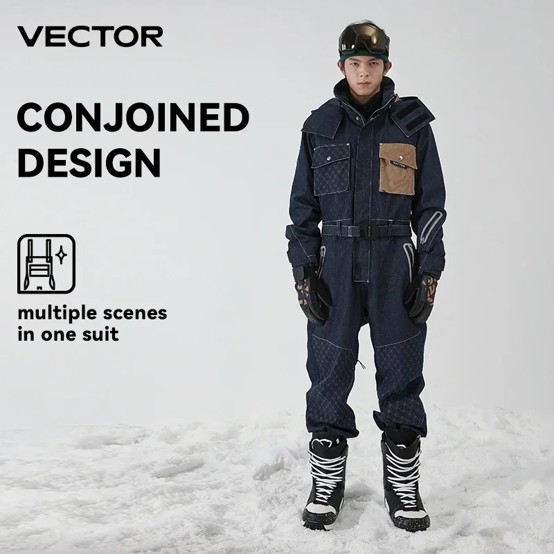 Mono grueso de esquí de una pieza para hombre y mujer, chaqueta de Snowboard para deportes al aire libre, traje de salto cálido, ropa de invierno impermeable, monos con capucha