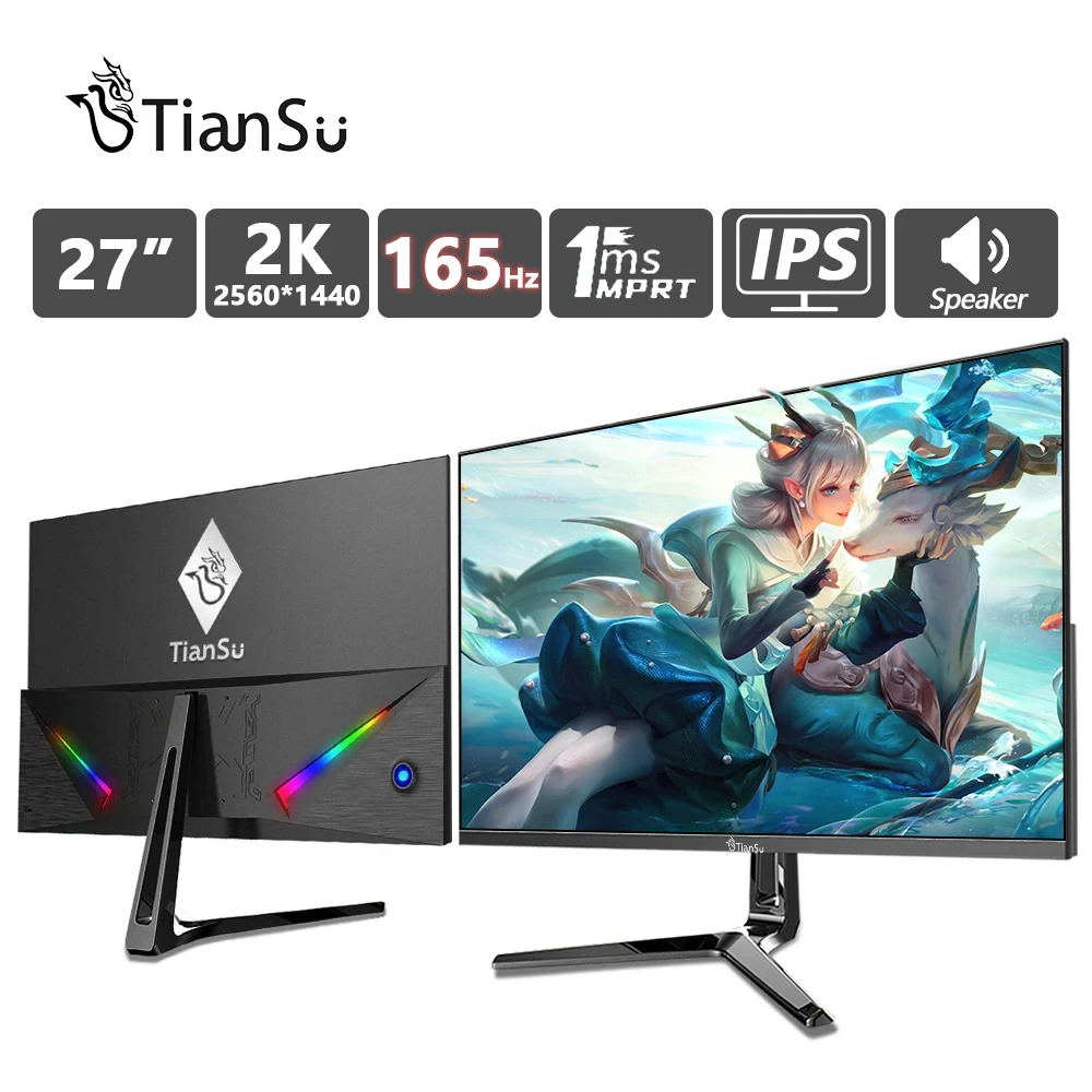 Tiansu 27 inch monitor 144hz game notebook 2k 240hz computer monitor 165hz gaming dp desktop ips screen full hd portable monitor