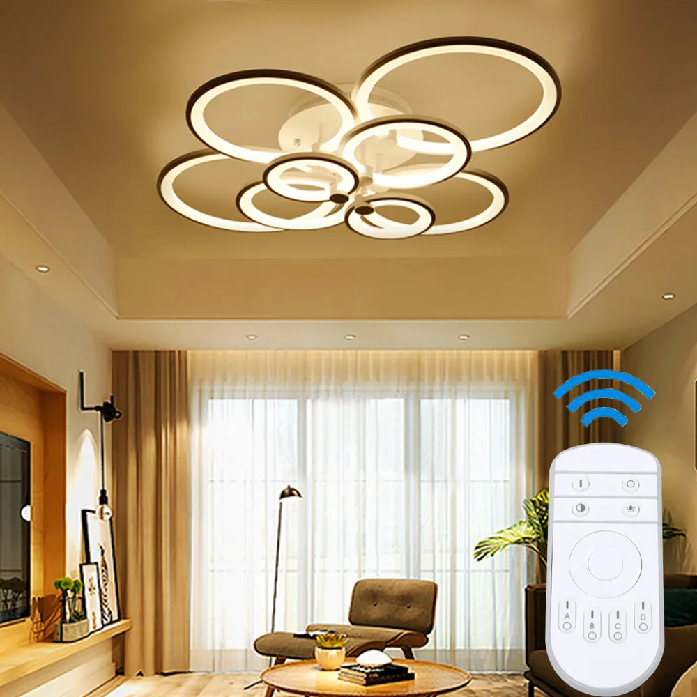 8-Heads Modern LED Chandelier Ceiling Light with Remote Control, 3 Color Changeable Acrylic Lighting Fixture for Bedroom Hallway Living Room