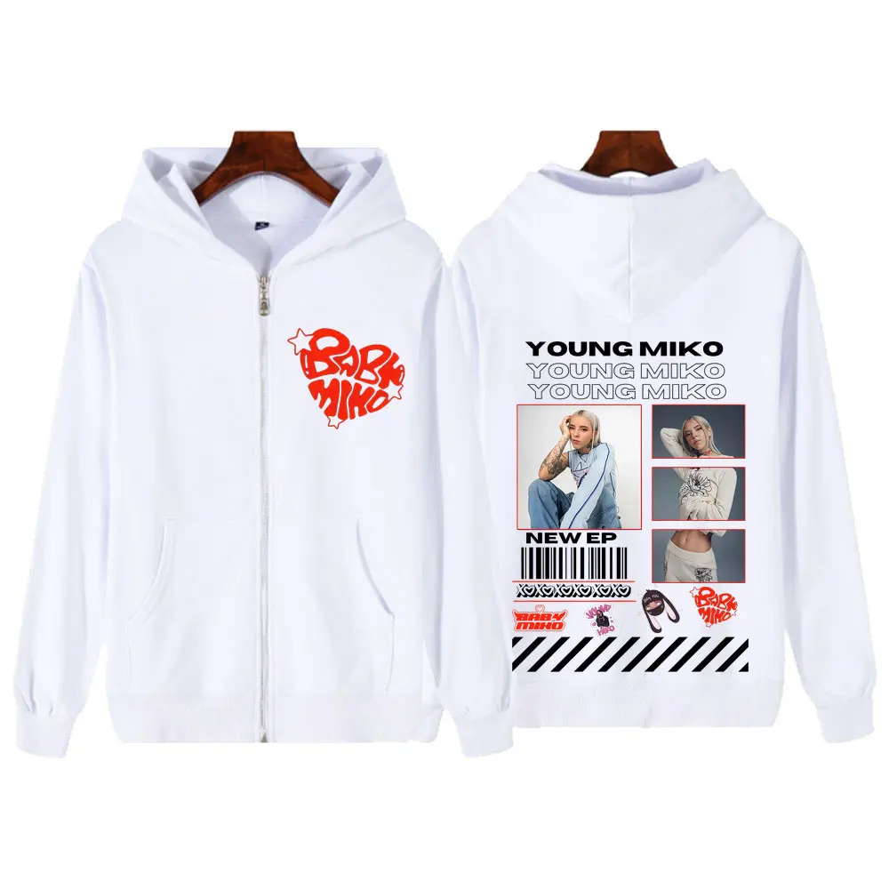 

Рэпер Young Miko Merch Толстовка на молнии Модная толстовка в стиле хип-хоп Мужчины Женщины Повседневная свободная флисовая эстетика Куртка на молнии Подарок фанату